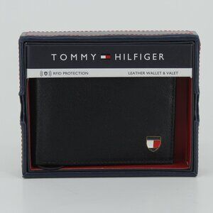 Tommy Hilfiger Wallet Set + Valet Tray - Black Leather - New in Box (RFID)